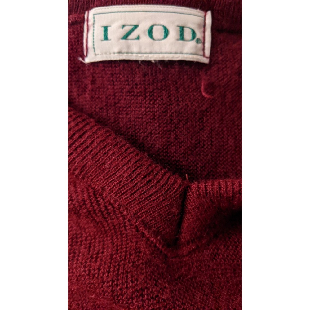 IZOD Men's V-Neck Sweater Red Medium Long Sleeve Wool Acrylic Nylon Blend - Picture 7 of 10